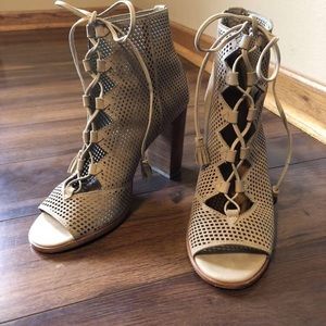 FRYE Women’s Taupe Lace-UpOpen-Toe Bootie SZ 8.5